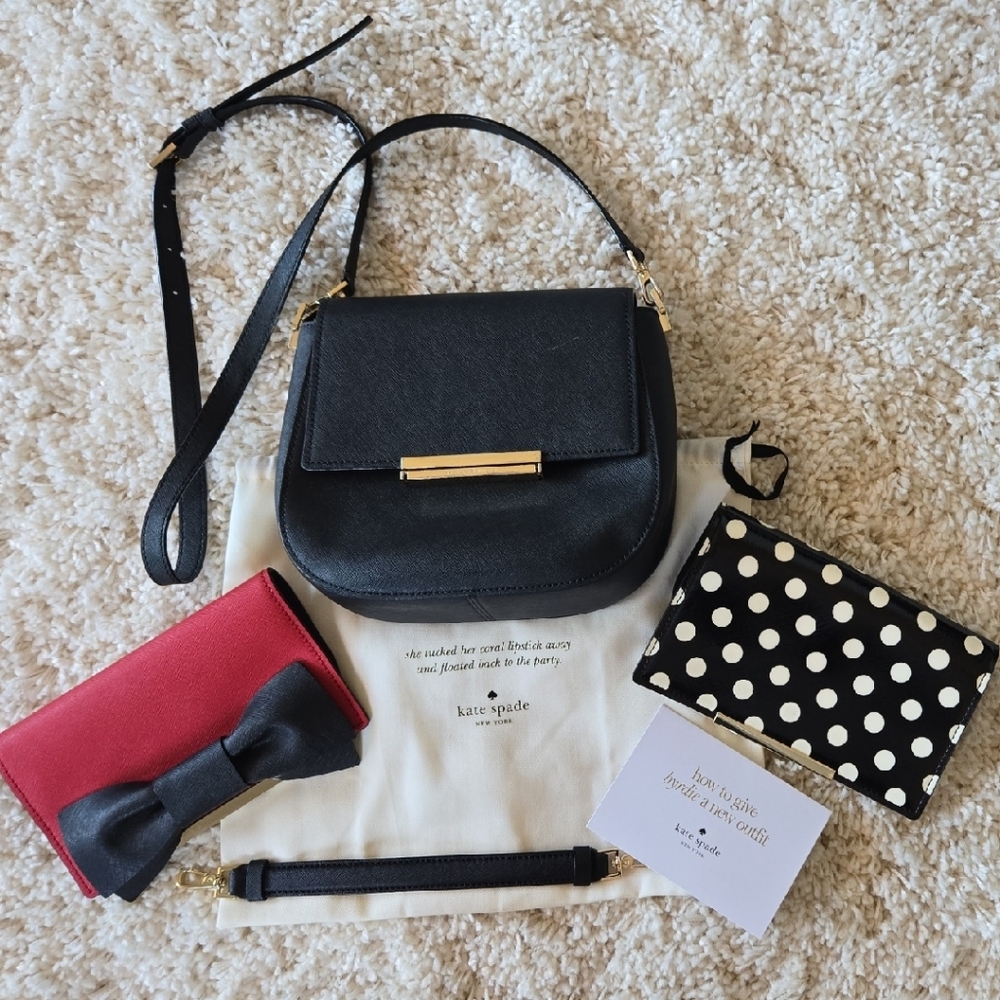 Kate Spade Black Crossbody Bag with Two (2) Extra Flaps.